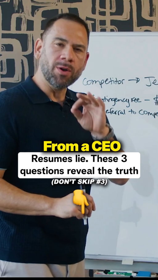 Most candidates have rehearsed answers for generic interview questions. Here is how to break through the facade:

Resumes lie, but psychological probing reveals the truth:

❓ Question 1: What will your last boss say you need to improve?
➡️ Bypasses scripted responses and measures true self-awareness.

❓ Question 2: What made you miserable at your last job?
➡️ Uncovers red flags, victim mentalities, or toxic habits.

❓ Question 3: What exact management style makes you thrive?
➡️ Gives you direct insight into how they need to be led to deliver results.

Fewer scripted answers, higher placement accuracy. 📈

💬 What’s your #1 go-to question when interviewing top talent? Drop it below! 👇

#RecruitmentStrategy #ExecutiveRecruiting #WorkSmart #CEOAdvice #HiringTopTalent