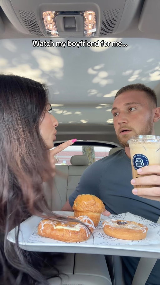 Caleb could not resist 😭 @parisbaguette_usa @califiafarms #PBPartner #CalifiaPartner #parisbaguette #boyfriendreaction #calebnandrea