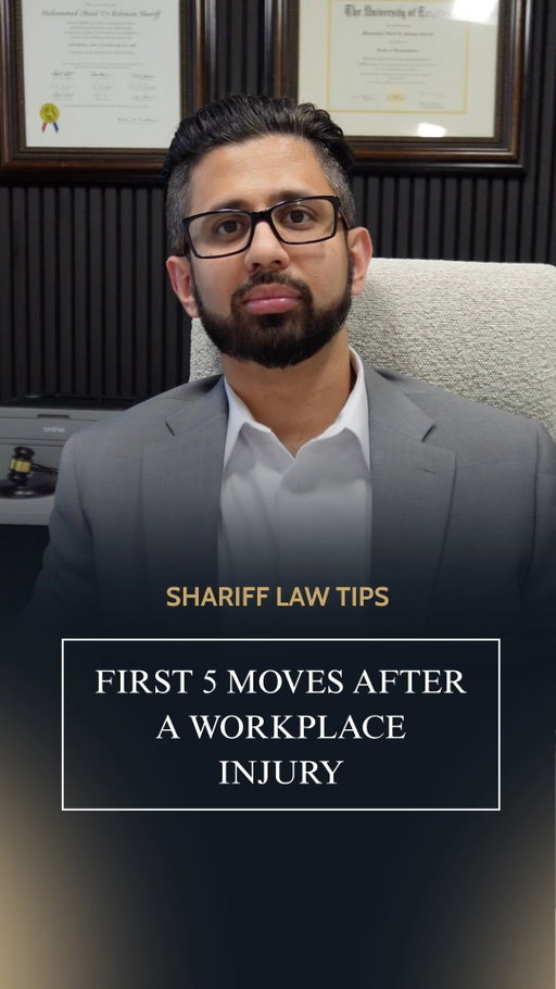 What you do right after a workplace injury can matter for both your health and your claim.
1. Report the injury. Notify your employer as soon as possible and, if possible, keep a written record of the report.
2. Get medical attention. Even if the injury seems minor, getting evaluated can help identify problems that aren’t immediately obvious.
3. Document the scene. Take photos of the hazard, equipment, work area, and conditions involved before anything changes.
4. Get witness information. Collect the names and contact information of coworkers or others who saw what happened.
5. Keep your records. Save medical records, appointment information, documentation of missed work, and communications related to the injury.
The steps you take immediately after a workplace injury can help preserve important information and protect your options.
At Shariff Injury Lawyers, we help injured people across Texas understand their options and take on insurance companies when necessary.

If you or someone you love was hurt at work, comment “HELP” and our team will reach out for a free consultation.

We handle the fight so you can focus on healing.

#WorkplaceInjury #WorkInjury #PersonalInjury #TexasInjuryLawyer #ShariffInjuryLawyers