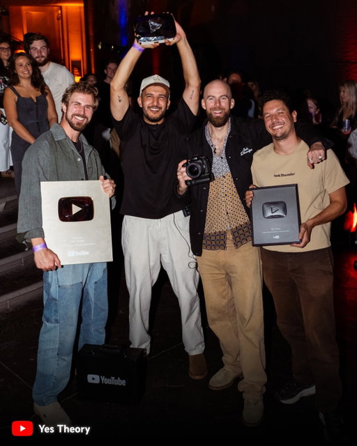 10 million subscribers later, the @YesTheory message remains the same: strangers are just friends you haven't met yet, and life truly begins at the edge of your comfort zone. 🙌 congratulations to @thomasbrag @ammar @staffantaylor @thomasdajer and @cory.s.martin on this huge achievement! incredible milestone! ⚡️🌍

📸: @jaygermedia