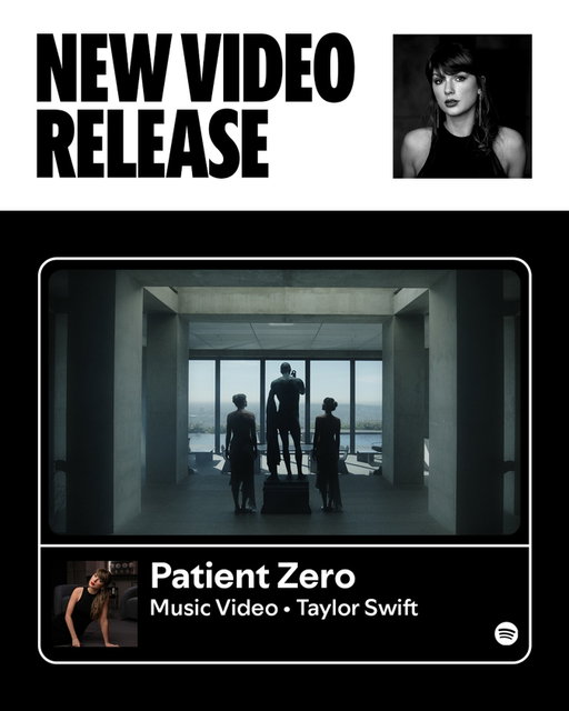 And now for the main event... ✨
@taylorswift’s “Patient Zero” music video is here. Watch now on Spotify.