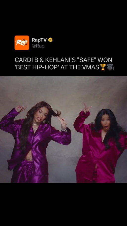 Cardi B and Kehlani won ‘Best Hip Hop’ for their collab “Safe” at the 2026 VMAs‼️

This is Cardi’s 5th #VMA win and Kehlani’s 1st 🔥