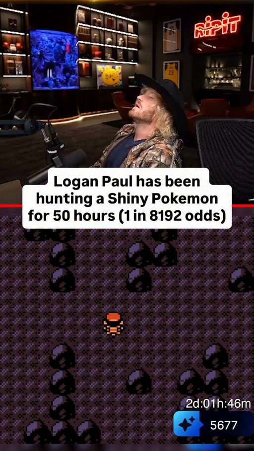 After 50 hours and 5,678 encounters, @loganpaul has officially crossed the halfway point hunting Shiny Onix in Pokémon Gold (1 in 8192 odds). Will he ever catch it?
