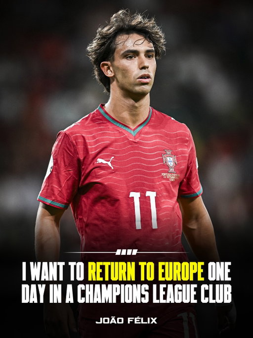 𝐓𝐇𝐄 𝐁𝐄𝐒𝐓 𝐍𝐄𝐗𝐓 𝐂𝐋𝐔𝐁 𝐅𝐎𝐑 𝐉𝐎𝐀𝐎 𝐅𝐄𝐋𝐈𝐗? 🪄

Two goals in the first two games under Jorge Jesus, Player of the Season Award in Saudi League, top scorer, Al Nassr star…

…but João Félix plans his European returns, told @diarioas 🇪🇺

“I am very happy at Al-Nassr. This will be my second year. At the end of the season I will be 27. I have it in mind to return to Europe, though perhaps not immediately”, João has revealed.

“I don’t know if it will be at the end of this season, the end of the next one… but 𝐈 𝐰𝐚𝐧𝐭 𝐭𝐨 𝐠𝐨 𝐛𝐚𝐜𝐤 𝐭𝐨 𝐄𝐮𝐫𝐨𝐩𝐞 𝐭𝐨 𝐩𝐥𝐚𝐲 𝐢𝐧 𝐭𝐡𝐞 𝐂𝐡𝐚𝐦𝐩𝐢𝐨𝐧𝐬 𝐋𝐞𝐚𝐠𝐮𝐞 𝐚𝐠𝐚𝐢𝐧 and compete there, it’s my desire”.

“It is always different. Playing in Europe and in the Champions League, playing against the best teams in the world gives you extra motivation, and obviously I have that in my head” 🧠🔜