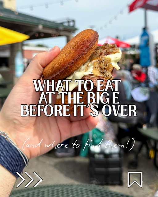 ONE WEEK LEFT of @thebigefair so consider this your sign to go eat something ridiculously amazing 🎡

I spent the day working my way through as much Big E food as physically possible and somehow still feel like I barely made a dent.

Here’s everything I tried:

🍔 The Uncrustabouble from @whitehut - two Hut cheeseburgers between golden fried PB&J @uncrustables 
🦞 Cajun Lobster Tail on a Stick from @nolacajunkitchenandrawbar 
🍁 Chick on a Stick + Maple Cream stick paired with a honey whip iced coffee from @so_full_sisters 
🍕 Pickle Pizza from Angela’s Pizza 
🧀 Loaded Nachos from Cantina Louie’s @cantinalou 
🥓 Moinks +  Bear Necessit-E burnt ends with slaw + Mac n cheese from @bearssmokehouse 
🥨 Buffalo Chicken Pretzel Bites from @harpoonbeerhall 
🍺 Fall Muffin from @harpoonbrewery - Harpoon Cider + UFO Blueberry.
🔥 Campfire on a Stick from @mooliciousfarmsma: s’mores ice cream because apparently even ice cream goes on sticks at The Big E
🍿 Buttered Popcorn Ice Cream from @mooliciousfarmsma
🍫 Happy Valley Chocolate Mint and Maple crème brûlée from @cremebru.la 
🧼 And a special non-food shoutout to the Ginger Ale Soap from @juniperloft because I LOVE this stuff. Nobody eat it but it smells AMAZING! 

The Big E is officially in its final week, so if you’re going before it ends, save this for when you inevitably get there and forget everything you wanted to try.

👉🏻What are you getting first??

#thebige #thebige2026 #bigEfood