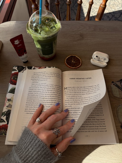 Popped my Sally Rooney cherry & am finally reading Normal People for the first time 📖🍵🍒

There’s nothing like a monday morning matcha date with a side of teen angst & yearning to start the week 🤭 I want to give every single person who recommended this book to me a big virtual smooch bc they couldn’t have nailed my reading taste more perfectly 😘 I love a good coming of age story, and I especially love one that’s filled with messy characters, awkward experiences of first love, sharp prose, & an atmospheric backdrop.

I was trying to take my time with this book, but it’s proving too difficult. I find Marianne and Connell to be such compelling characters whose heads I really enjoy spending time in. I also cant wait to finally be able to watch the show when I’m done 📺

I hope you’re having a gentle start to your week & I’d love to know what you’re reading right now 💕

#readingupdate #sallyrooney #bookishaesthetic #readeraesthetic #literaryfiction