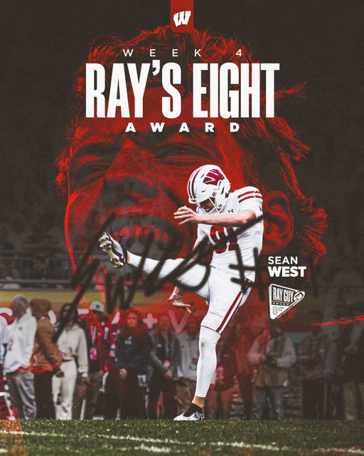 Sean “Perfect Punt” West 🤩

@seanwest_17 has been named to Ray’s 8 for week four!

#OnWisconsin x @rayguyaward
