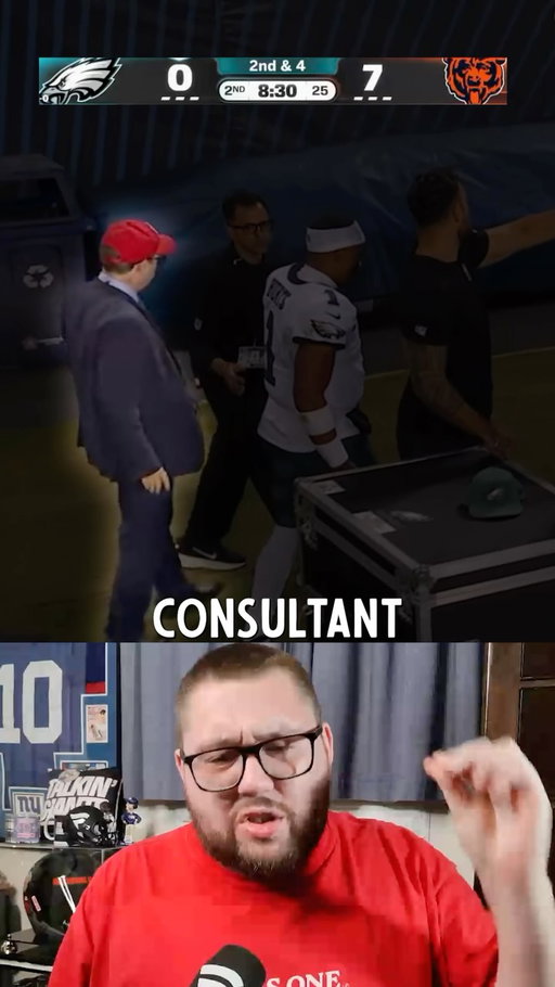 Jalen Hurts has to check into the blue tent, gets pissed at the independent evaluator and Nick Sirianni is yelling at Bears players