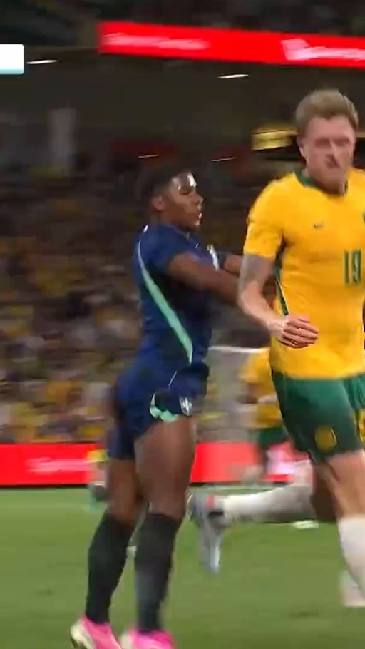 Harry Souttar and Endrick’s running battle EXPLODES! 🤯

Players and benches get involved, as tensions begin to flare in Brisbane! 👀

Watch #AUSvBRA live and exclusive on Paramount+ 📺