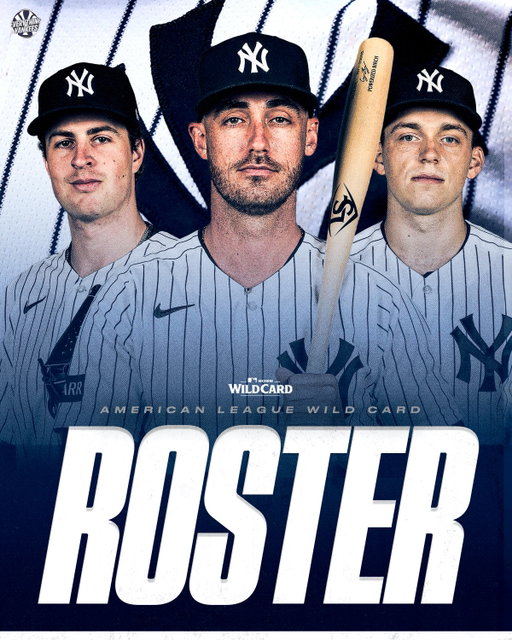 BREAKING: The #Yankees have released their 26-man roster for the American League Wild Card series.

Giancarlo Stanton and Trent Grisham are ACTIVE. However, Aaron Judge and Ryan Weathers are INACTIVE.