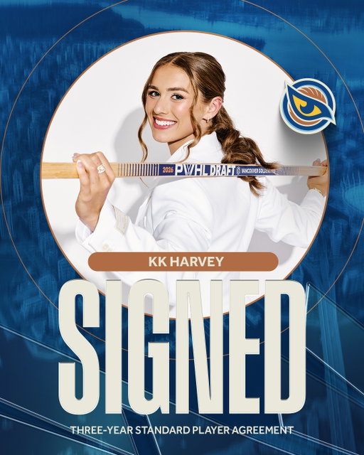 The news you've been waiting FOUR 🤩

We've signed defender and first overall pick in the 2026 PWHL Draft, KK Harvey, to a three-year Standard Player Agreement.