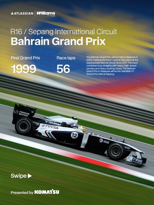All the stats you need to know as we return to Malaysia for the first time since 2017, for the Bahrain Grand Prix 🇧🇭

Presented by @komatsuglobal