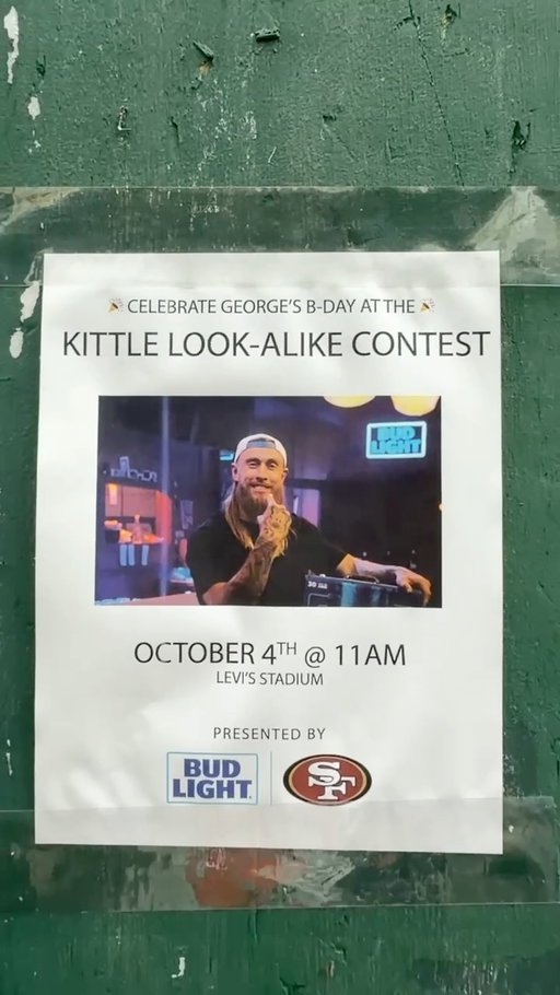 George Kittle Look-Alike contest this Sunday, Levi’s Stadium @ 11:00 AM

Limited space, must be 21+ to enter