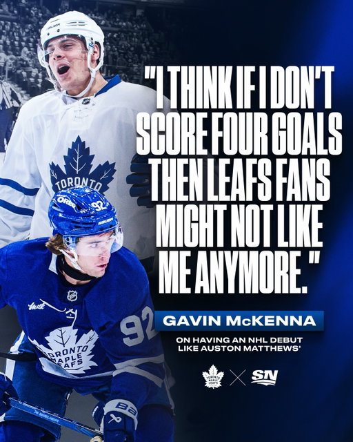 Those are some lofty expectations 😅

Auston Matthews gives Gavin McKenna some advice ahead of his NHL debut 🤝

📺: Canadiens vs. Maple Leafs TONIGHT at 7pm ET on Sportsnet