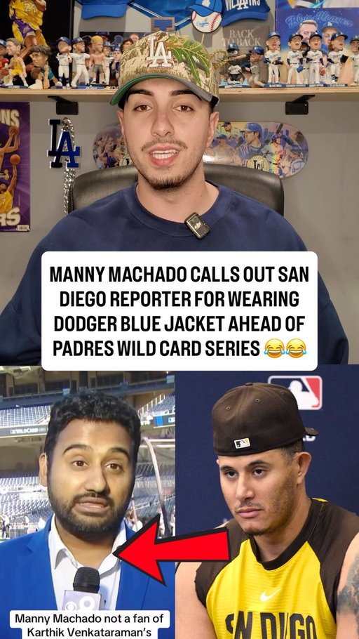 Manny Machado called out a San Diego reporter for wearing a Dodger blue jacket at the Padres Wild Card presser 😂

This was in good fun but it amplifies how big of a target every team has placed on the Dodgers backs this postseason.

Shot by Noel Sanchez, @noisebynoel 🫡

#losangeles #dodgers #dodgerstadium #october #playoffs