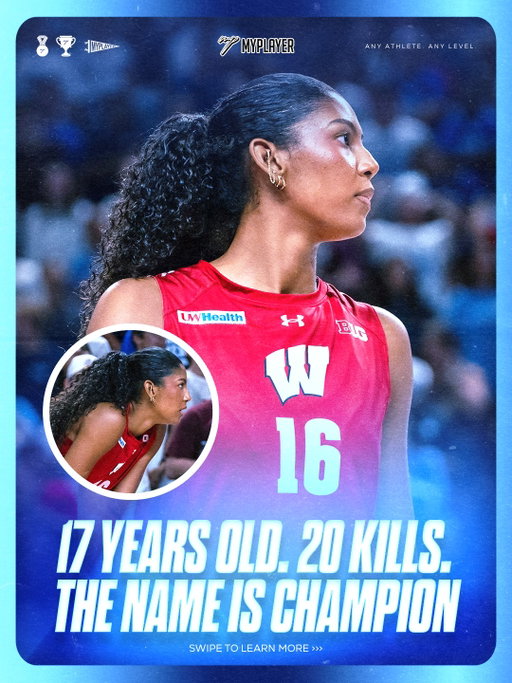 Wisconsin volleyball freshman Decelise Champion made her college debut at 16 and turned 17 on September 16 🇵🇷🏐

From Puerto Rico to Wisconsin, keep an eye on #16 👀