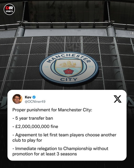 Is this a fair punishment for Man City breaching Premier League's financial regulations? 🤔

#MCFC #ManCity
