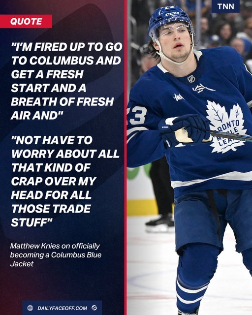 Matthew Knies on officially becoming a Columbus Blue Jacket 👀

#nhl #nhlhockey #dailyfaceoff