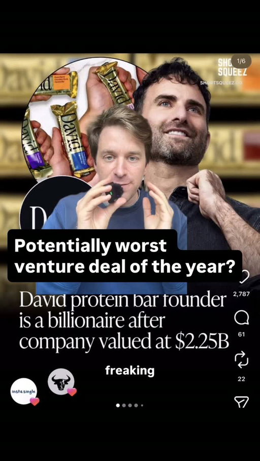 I just feel like I’m saying the quiet part out loud. I want everyone to win, I want everyone to make money pursuing their passions - but how do some of the smartest investors in the world get behind a 7.7x revenue multiple for a bar that tastes bad and a couple of other soft product launches that haven’t gone anywhere. You have to underwrite this business to being its own Mondelez or Hersheys (that IS what’s happening) but I just don’t see it. $250m is an amazing amount of money but it actually isn’t enough when you consider how big of a check is going to end up in a marketing budget right off the top.