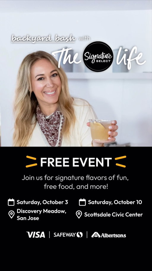 I’m excited to be back with the @signatureselect family for another year of fun at their annual Backyard Bash! Join me for an afternoon filled with free food, music, and giveaways. I’ll even be on stage for a live cooking demo from 1:15-2pm.👩‍🍳✨. I can’t wait to share some tasty inspiration with you! 
📍 FREE & open to the public ⏰ 11 AM - 3 PM
📅 October 3 📍 Discovery Meadow, San Jose, CA
📅 October 10 📍 Scottsdale Civic Center Lawn, AZ
 
#SignatureSELECTPartner #TheSignatureSELECTLifeSanJose #TheSignatureSELECTLifeScottsdale
@safeway @albertsons 🛒