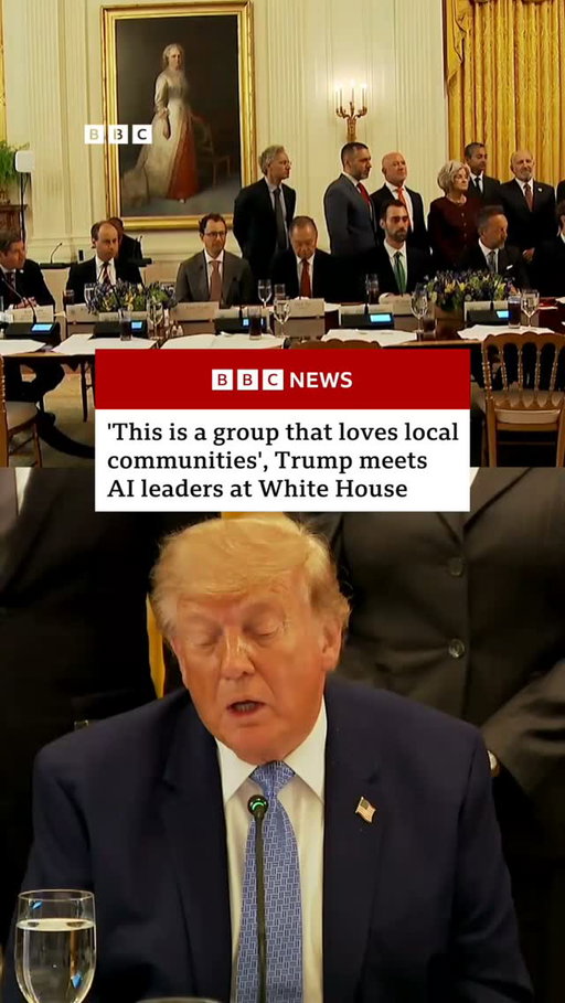 US President Donald Trump hosted a White House luncheon with top AI and tech leaders.
 
Tap the link in @BBCNews’s bio to read more. 
 
#BBCNews