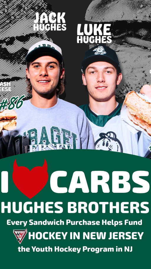 What should we name the Hughes sandwiches? 👀🏒

JACK HUGHES Smash Patty Bacon Egg Pepper Jack Chipotle Aioli
Add-on: Jalapeños

LUKE HUGHES Spicy Chicken Salad Lettuce Tomato
Add-ons: Bacon or Turkey Bacon + Cheddar Cheese

Drop your name ideas below.
Launching October 1st at O’Bagel.