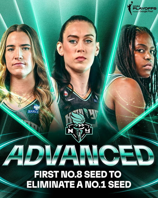 🗽 NEW YORK MAKES HISTORY 🗽

The @nyliberty are the first No.8 seed in WNBA history to eliminate a No.1 seed in the First Round, defeating Minnesota 2-0!

2026 WNBA Playoffs presented by @googlepixel