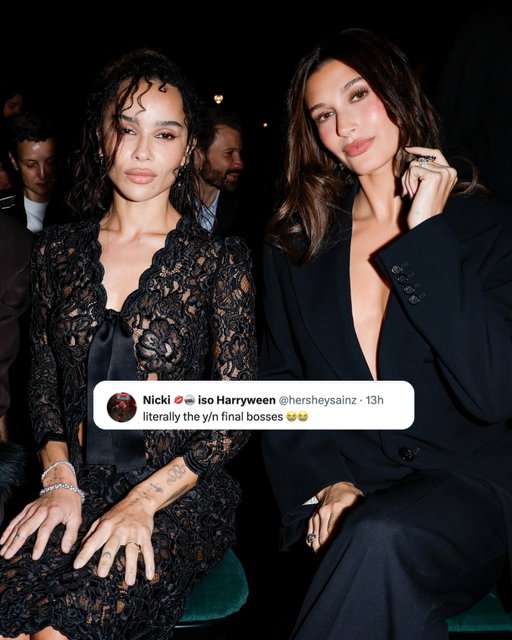 Zoë Kravitz and Hailey Bieber attend the Saint Laurent show for Paris Fashion Week 2026 🤍

How are all my Harry and Justin fanfic readers doing? xx 

#HaileyBieber #ZoeKravitz #HarryStyles #JustinBieber