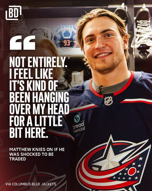 Matthew Knies had this to say when asked if he was surprised to be traded 👀

(via @bluejacketsnhl)