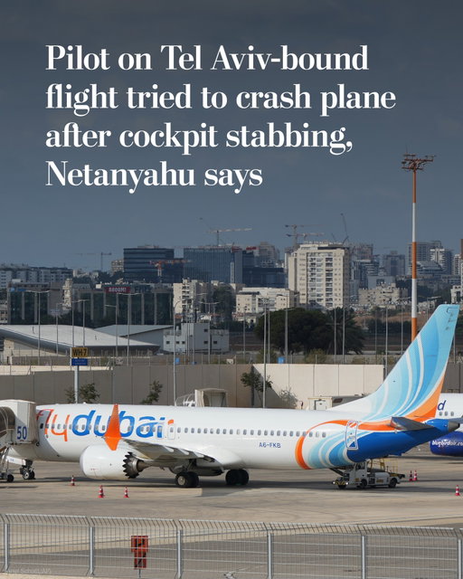 A flight carrying about 180 passengers to Tel Aviv from Dubai made an emergency landing in Saudi Arabia on Wednesday after one of the pilots stabbed another and sought to hijack the plane before being subdued, Israeli Prime Minister Benjamin Netanyahu said.

One of the pilots “apparently tried to crash the aircraft with everyone on board,” Netanyahu said, adding that he spoke to an Israeli passenger who, along with a crew member, “managed to force their way into the cockpit, and together they subdued the pilot who had carried out the stabbing as he was trying to sabotage the plane’s systems.”

Israeli officials said they were investigating the possibility of a serious security incident or terrorist attack, a person familiar with the matter said. Flydubai Flight 1073 experienced “an incident while en route,” a Flydubai spokesperson said, adding that all passengers were safe and accounted for.

Roughly two hours and 20 minutes after takeoff, the plane began a sharp descent from 34,000 feet and briefly entered a nosedive over the desert near the Saudi-Jordanian border. It lost half its altitude in less than two minutes, publicly available flight data showed.

Passenger Dalia Shpigel, 74, said she felt the plane suddenly lose altitude and that it was “rising and dropping with no control at all” about an hour before the scheduled landing.

“Three to five guys broke into the cockpit, neutralized the terrorist and started treating the wounded pilots,” Shpigel said. “A few minutes later, we felt the plane stabilize … and we continued the flight.”

Read more by tapping the link in our bio.