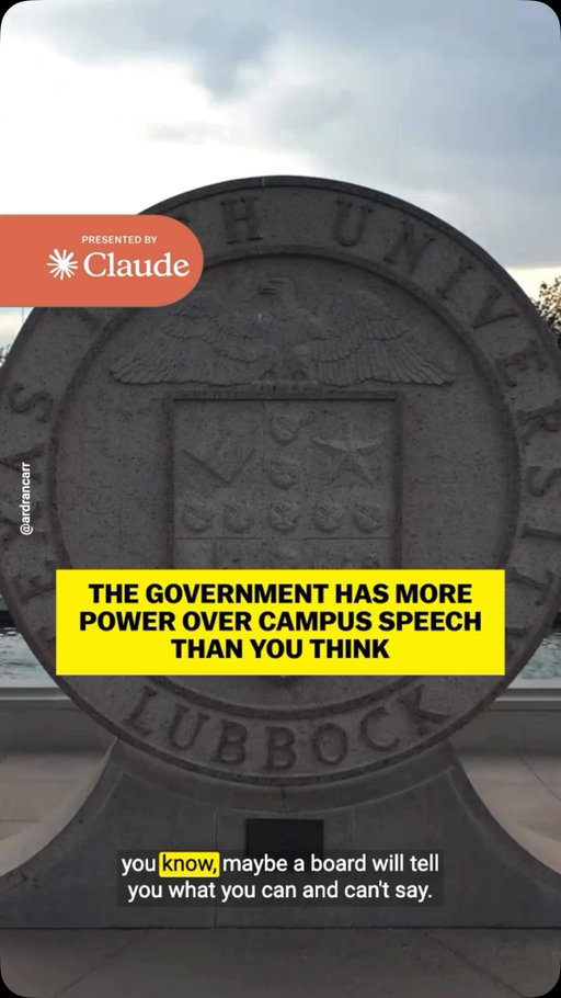 Texas Tech University was given an F for free speech on campus by the Foundation for Individual Rights and Expression (FIRE). Greg Lukianoff, the president and CEO of FIRE, explains why universities like Texas Tech are struggling with free speech — and the role the government plays in it.

Listen to the full episode of Today, Explained wherever you get your podcasts.
