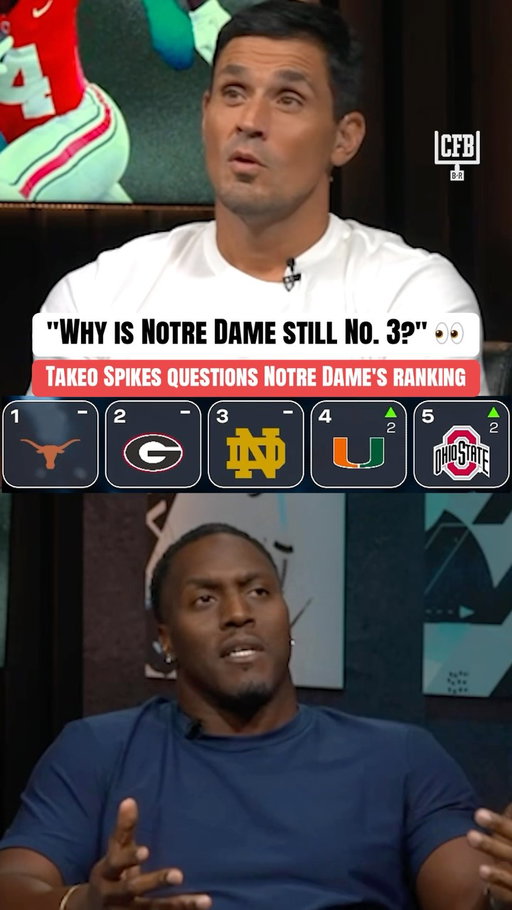 Takeo Spikes and David Pollack question why Notre Dame is still ranked No. 3 despite not facing the toughest competition 👀

#cfb #collegefootball #football #notredamefootball