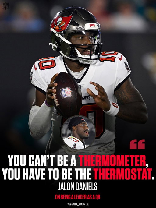 @jalondaniels6 is looking to be the thermostat this Sunday 🥵 (via @sarawalsh10)

GBvsTB – Sunday 1:00pm ET on FOX/FOX One
Stream on @nflplus