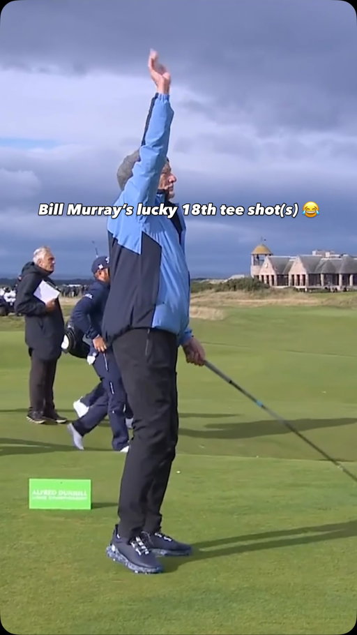 Beware of Bill Murray on the 18th at the Old Course 😅⚠️ 
#DunhillLinks | #TourArchive