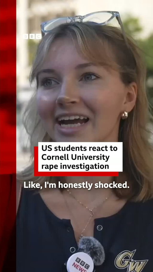 New York state prosecutors have reopened an investigation into the alleged rape of a woman at Cornell University in 2024.
 
The woman filed a civil lawsuit against the Ivy League university on 16 September alleging she was drugged and raped at a fraternity house at the university.
 
She also alleged that Cornell failed to protect her or adequately punish the men involved.
 
The men have been dubbed the "Cornell Seven" and the woman was identified as Jane Doe in court filings.
 
Cornell has said it supported presenting the case to a grand jury, while rejecting as "false" claims that it failed to punish those involved.
 
The BBC asked students in Washington about the allegations.
 
Tap the link in @BBCNews’s bio to learn more.