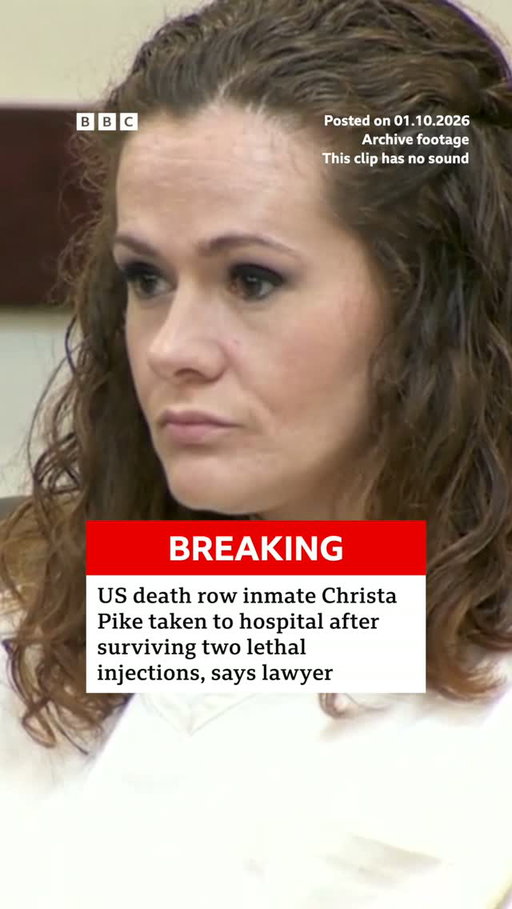 Tennessee death row inmate Christa Pike has been taken to hospital after she was still alive following two lethal injections during her execution, her lawyer says.
 
Her legal team filed an emergency motion to halt the execution as it was happening, saying: "Ms Pike has lost consciousness and still has a heartbeat and is audibly snoring."
 
One of her attorneys told the BBC that Pike, 50, was "being provided life-saving measures" in hospital after two syringes of pentobarbital had been administered.
 
Tap the link in @BBCNews's bio for more details on the case.
 
#BBCNews