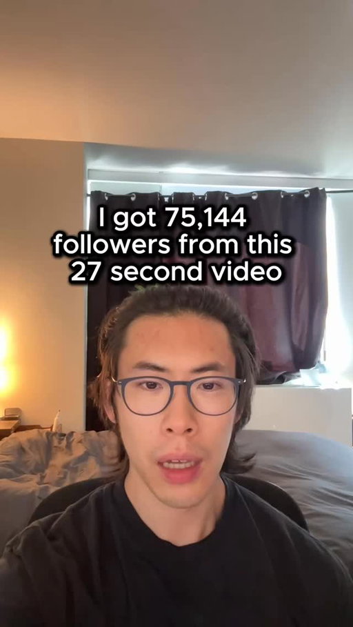I got 70K followers from one 27-second video. Here’s how, and 3 creators who did the same thing:

Be the underdog.
Be credible, which isn’t the same as impressive. Elon is credible for Mars. He’s the least credible person to talk about working a regular job.
Go on a quest only you can go on.
@tiny_ghosts: dead-end job, shitty apartment. “Day 1 of Just F-ing Doing Something.” 14.6M views.
Quest = documenting “just doing something” every day for 30 days

@chida.rajan : two college students building luxury cabins. 6.8M views.
Quest = documenting building short-term rental cabins on 2.5 acres

@hubs.life_: a regular 9-5, 730 videos in 730 days until he left it. One lunch break at work: 62.7M views.
Quest = documenting ‘ordinary’ 9-5 life

Me: ex-Google engineer, ashamed to admit I felt behind on AI. “Making AI Make Sense.” 2M views, +70K followers.

Disclaimer: this is for max followers. Not money, not fulfillment.