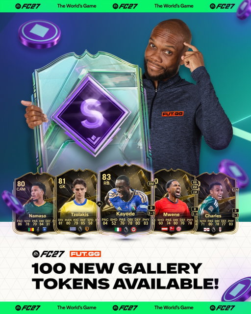 New TOTW makes 100 Gallery tokens achievable! ✅
Comment “JFT” to make coins from trading 💰

Teams: AJ Auxerre, Brentford, Mainz, Fulham & Hull

🔸Buy the cards
🔸Instantly list them back up
🔸Go to the gallery & fill the squad
🔸0 First Owner Cards Needed