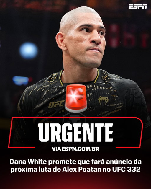 ALÔ, FÃ DE ESPORTE! VEM NOVIDADE AÍ ENVOLVENDO O POATAN! 👀🔥

Dana White prometeu anunciar a próxima luta de Alex Pereira durante o UFC 332, que acontece neste sábado (3), em Salt Lake City. A promessa veio após uma publicação com Nina Drama atingir a meta de 25 mil comentários estipulada pelo presidente do Ultimate.

Agora, a expectativa fica para saber quem será o próximo adversário do brasileiro no octógono. Deixe o seu palpite!

#KnockOutESPN #MMA #UFC #Poatan #AlexPereira