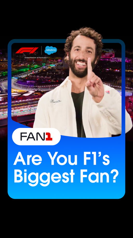 Think you’re @F1’s biggest fan? Time to prove it. 🏁

The search for F1’s Fan1 starts now.

Put your F1 knowledge to the test with weekly quizzes on F1 Unlocked, powered by Salesforce. Come out on top and you could be headed to @f1lasvegas to meet Daniel Ricciardo. 👀

See F1 Official Rules.