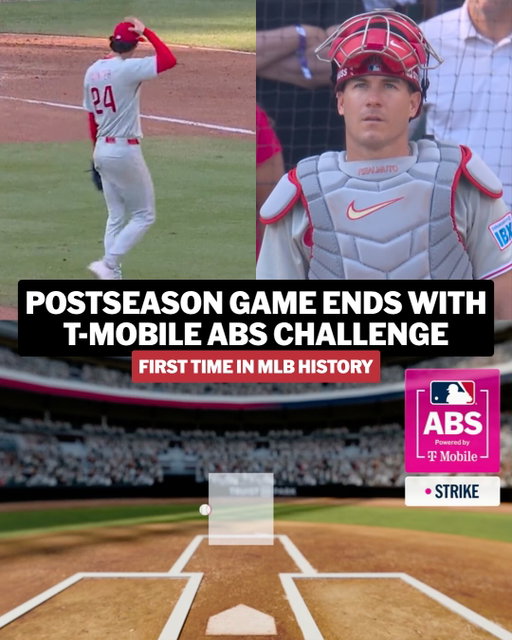 J.T. Realmuto used an ABS challenge Powered by T-Mobile to secure the final out of Game 2 of the NL Wild Card Series for the Phillies.