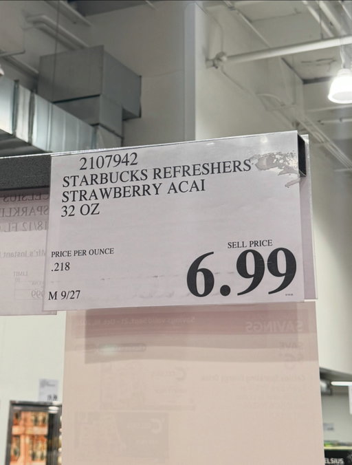 🍓💜 STARBUCKS STRAWBERRY AÇAÍ AT COSTCO! 💜🍓

Your favorite Refresher just got a Costco-sized upgrade! 🙌 Pick up the Starbucks Strawberry Açaí Refresher Concentrate and make refreshing drinks at home! 🧊✨

Perfect for homemade Refreshers, adding fruit, or mixing up your own creations! 🍓

☕️ Starbucks Strawberry Açaí Refresher Concentrate
🛒 Spotted at Costco in Tukwila, WA
💜 Stock up while you can!
.
#CostcoFinds #CostcoDeals #Starbucks #StarbucksRefresher #StrawberryAcai