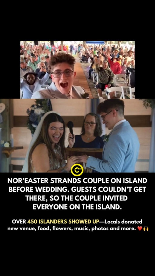 💍🌊 They were stranded on Hatteras Island— so they invited the whole island to their wedding.

Jayden Sink and Kimberly Laprad, both 24 and from Roanoke, Virginia, had spent about a year planning their beach wedding on Hatteras Island, North Carolina, for September 25, 2026, with about 45 family members and friends expected.

Then the nor’easter hit.

The couple arrived around 4 a.m. on September 25, just before storm damage and flooding shut down N.C. Highway 12, leaving most of their wedding guests stranded on the mainland.

Instead of calling it off, Kimberly suggested: “Let’s just invite the whole island.” ❤️

A friend shared the invitation online, and droves of people and a lot of humanity showed up: Frisco Woods Campground provided a place for the celebration, and on September 26, Jayden and Kimberly said “I do” surrounded by more than 400 people — many of them complete strangers who simply wanted to help—DJ, flowers, food, photography was all donated! Humanity ❤️