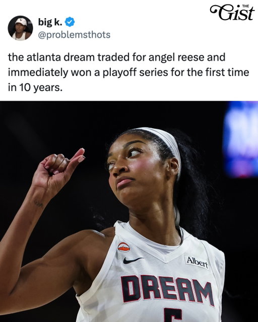 DEFENSIVE PLAYER OF THE YEAR THINGS ONLY. 🙂‍↕️⁣
⁣
Atlanta Dream ceter Angel Reese has been named the 2026 Defensive Player of the Year, making her the first player in franchise history to win the award. 🏆 ⁣
⁣
The league announced the news the day after the Dream swept the Washington Mystics 2-0 in the opening round of the WNBA playoffs, winning both games by double digits and outscoring the Mystics by 33 points overall. 🏀⁣
⁣
"I told my coaches earlier in the season I am going to be the Defensive Player of the Year," Reese told ESPN. "I don't know if it's going to be this year, I don't know if it's going to be next year, but I'm challenging myself, and I want you guys to challenge me every day to be that. And here it is." 🔥⁣
⁣
#womenssports #basketball #wnba