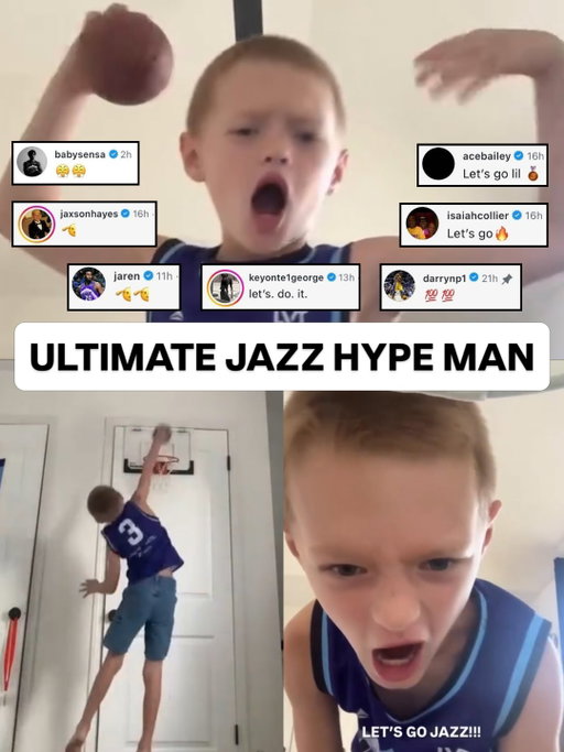 This young fan hyped up the Jazz… and they hyped him back up 🥲 (via @madi.butcher)