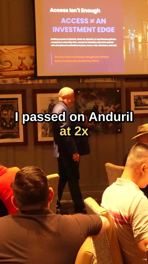 We passed on an #Anduril deal because the price wasn't right.  Pay attention to the valuation at which you are investing.  Sometimes, it's better to pass.  Follow for more.