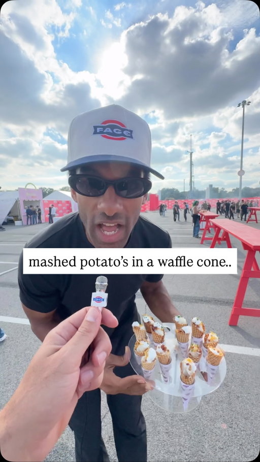 pomme puree in a waffle cone sounds crazy… until you try it 👀🥔 
.
@fage brought the ultimate savory cone to @yescheffoodfest and the reactions say it all 👨🏾‍🍳🤯 #FagePartner #ad
