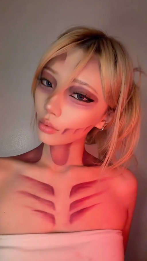 DAY 1/31: The finest Titan from aot, Annie Leonhardt aka female titan tutorial #cosplay #aot #halloweenmakeup #femaletitan #tutorial