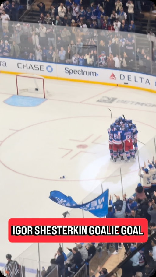 IGOR SHESTERKIN HAS THE FIRST GOALIE GOAL IN @nyrangers HISTORY