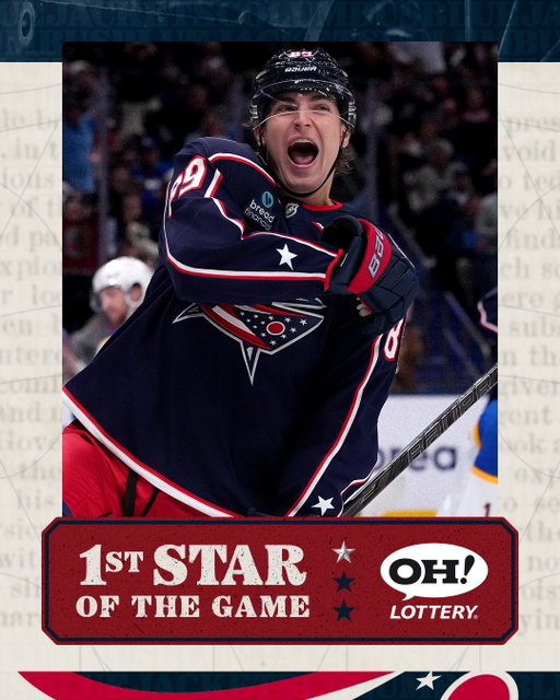 First star in his first game in union blue 🤩

⭐️ Matthew Knies
⭐️⭐️ Zach Werenski
⭐️⭐️⭐️ Charlie Coyle 

CBJ x @ohlottery